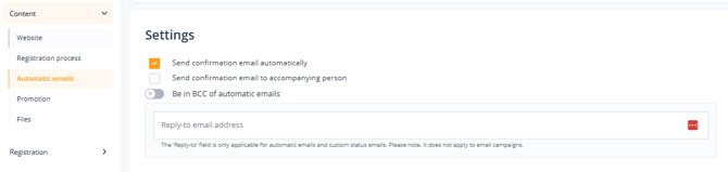 Automatic Emails Settings