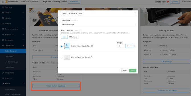 Custom Badge Label Size