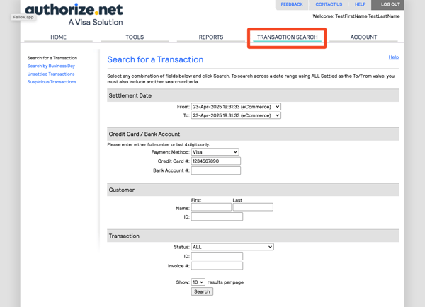 transaction search